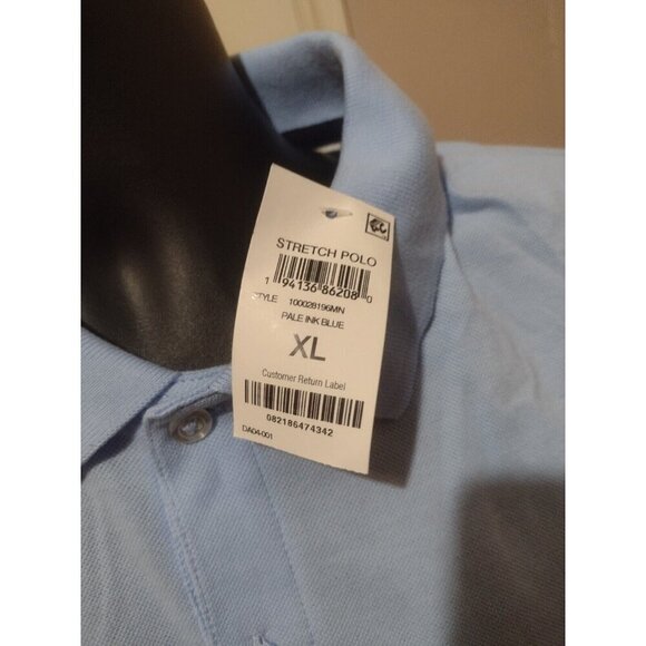New Club Room Pique Polo Shirt Stretch Performance Blue Short Sleeve XL NWT - Picture 6 of 12